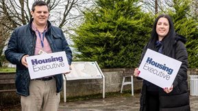 Chris Convery, Patch Manager, Magherafelt and Cathy Wright, Housing Executive Rural and Regeneration Unit in Gulladuff