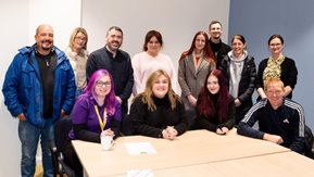 Breige Mullaghan and Stephen Gamble attend the meeting with members of the South Antrim Housing Community Network Youth Sub-committee. 