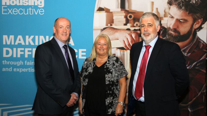 Colm McDaid, Chief Executive of Supporting Communities, with Linda Watson, Chair of the Central Housing Forum, and Clark Bailie, Chief Executive of the Housing Executive, opened the conference.