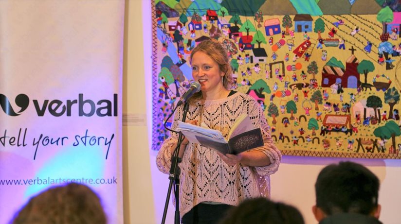 Hollie McNish performing at the Verbal Arts Centre as part of the ‘We Are Poets 19’ programme