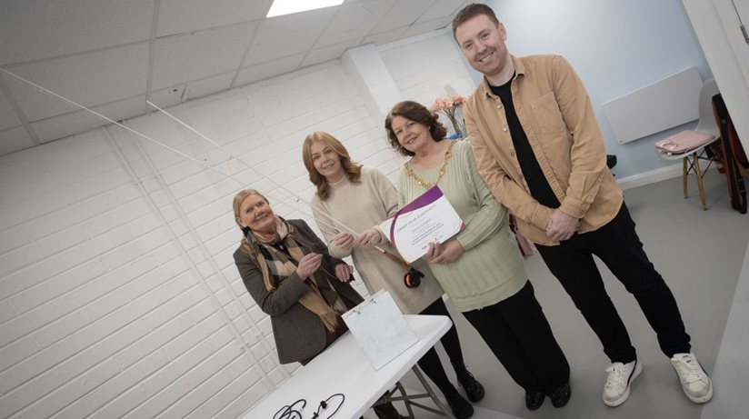 Know Thy Neighbour and Do Your Community A Favour programme participant Joanne Campbell shows off her angling skills to, (from left), Pauline McClenaghan, The Oaks Fishery, the Mayor of Derry and Strabane District Council, Patricia Logue and Andrew Mullan, Housing Executive Good Relations Officer.