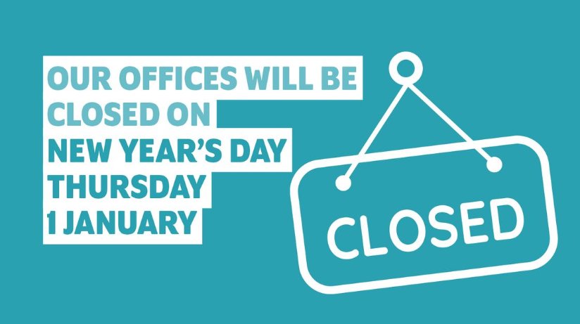 Our offices will be closed on Thursday 1 January 2026.