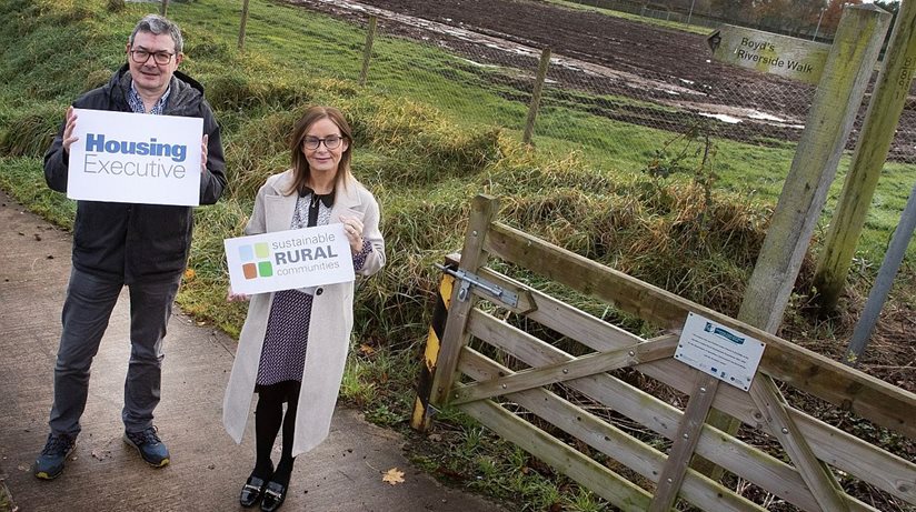 Pictured in Burnfoot, Co. Derry/Londonderry where the organisation is conducting research into local demand for social and affordable homes is (left to right) Eoin McKinney, Housing Executive Rural Officer and Roisin Hamilton Housing Executive Patch Manager, Causeway. 