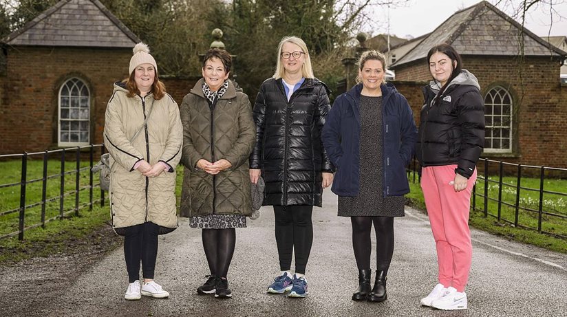 (L-R) Linda Tummon, Senior Floating Support Officer Patricia Rogers, South West Area Manager Helen Hicks, Floating Support Officer Eimear Guest and Shania Deveney.