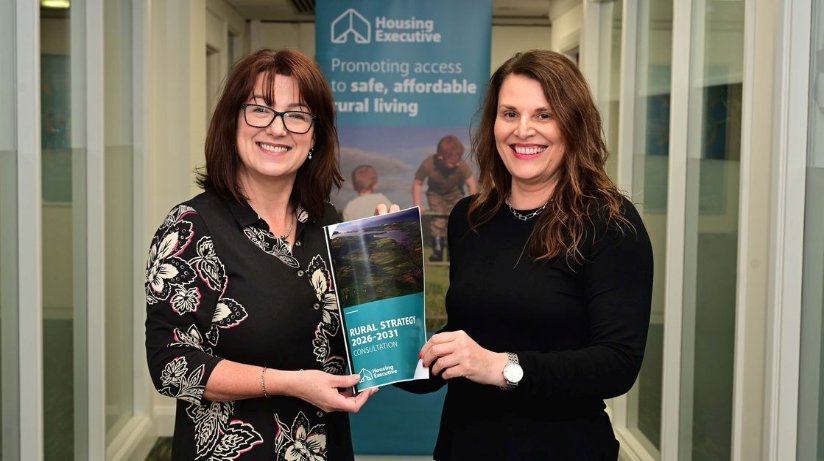 Grainne Mullin, Head of Housing for All, Housing Executive and Caroline Connor, Interim Director, Strategic Housing Authority, Housing Executive are pictured with the Housing Executive’s draft Rural Strategy 2026 – 2031.