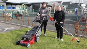 Fully Equipped: Hard at work sprucing up the Sovereign Complex are, left to right, Daryl Kirkham and Jordan Kee.