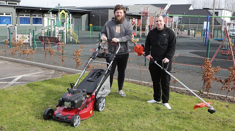 Fully Equipped: Hard at work sprucing up the Sovereign Complex are, left to right, Daryl Kirkham and Jordan Kee.