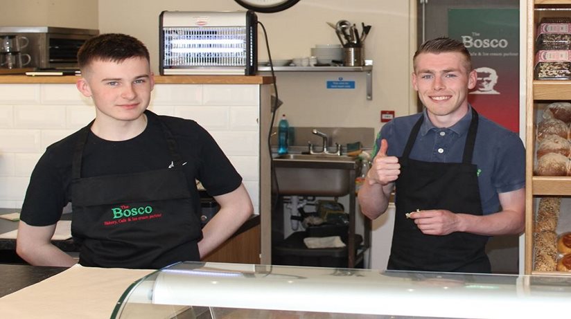 Bosco staff member Pearse Murphy (left) with trainee Declan.