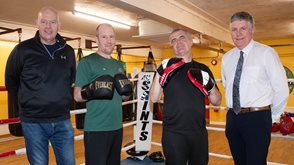 Pictured at All Saints Boxing Club, Ballymena are, left to right, Gareth Atkinson, All Saints Boxing Club member and Brendan Dunne, All Saints Boxing Club coach.