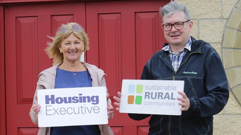  Pictured in Loughgiel in Co. Antrim is left to right, Mary Jennings, Housing Executive Patch Manager and Eoin McKinney, Housing Executive Rural Unit.