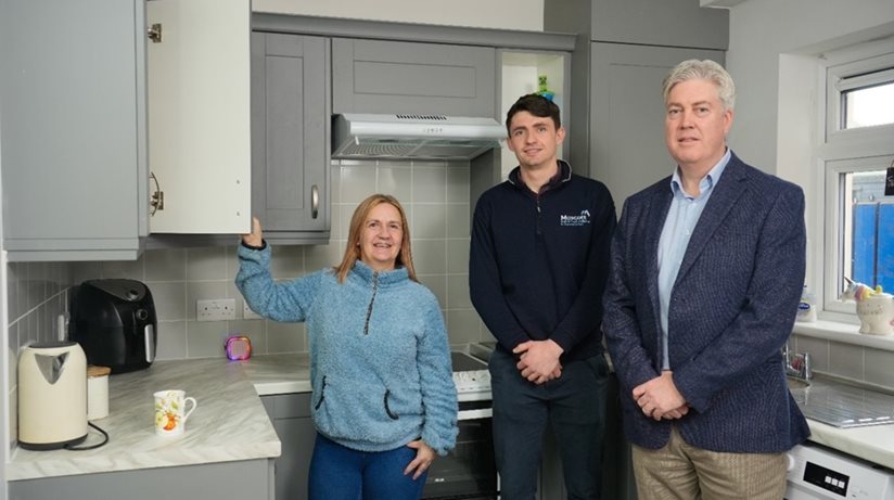 Pauline with Dean Gaffney from M&M Ltd and Steven McBurney, Housing Executive. 