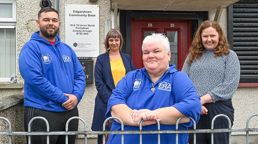 Pictured from left is Jordon Russell, volunteer with Portadown Community Based Detached Team, Chairperson Phyllis Abraham, Jill Smyth, the Housing Executive’s Community Safety Manager and Pauline Beattie, the Housing Executive’s Assistant South Area Manager.