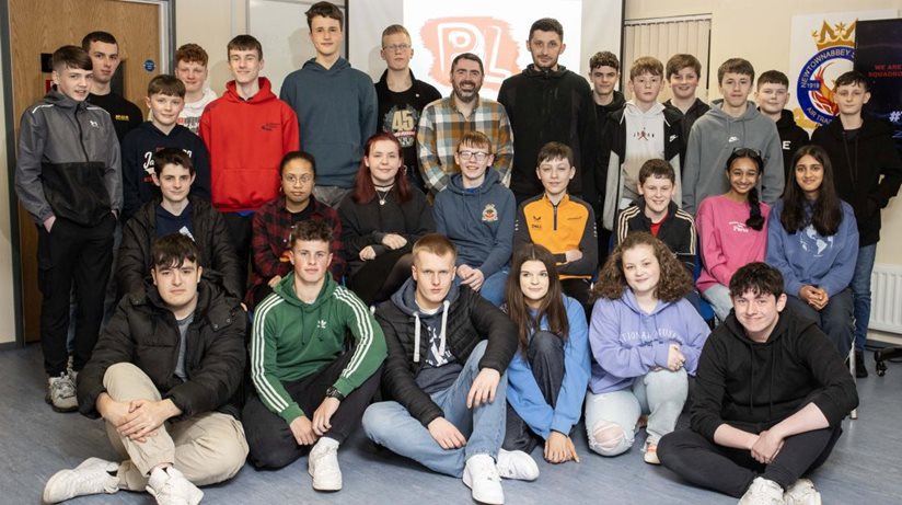 Inspired by sacrifice…Pictured (centre) with Newtownabbey and Larne Royal Air Force cadets who completed the World War Two race relations project For Your Freedom and Ours, are Stephen Gamble, Housing Executive Good Relations Officer and Maciek Bator, Project Coordinator. This programme was awarded £4, 900 through a Housing Executive Community Cohesion Grant via race relations.