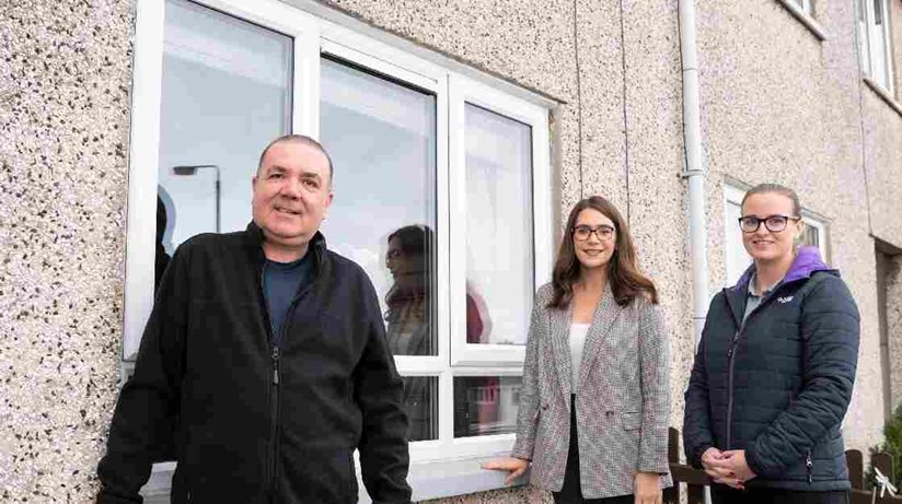 Tenant, Geoffrey Edgar with Housing Executive patch manager, Nisha Kelly and Helen Doherty, CFM Contractor representative.