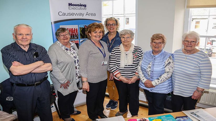 Committee members from the Coleraine Borough 50+ Forum Information event last week from L-R: Michael Bradley, Chairman, Rosemary McCaw, Secretary, Nuala McGoldrick and Jenny Robertson, Housing Executive staff, Maud Anderson, Vice Chair, Winnie Kelly, Assistant Treasurer and Sally McDonald, Treasurer.