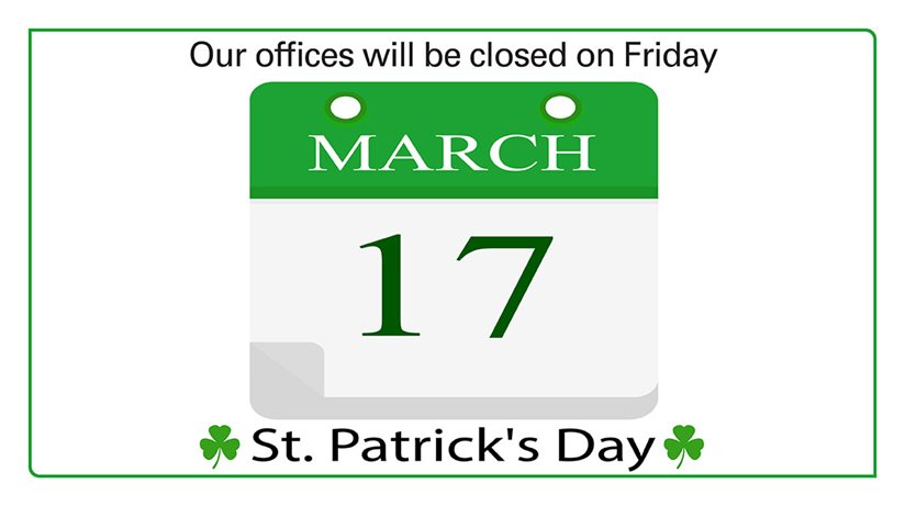 Offices will reopen on Monday 20th March.