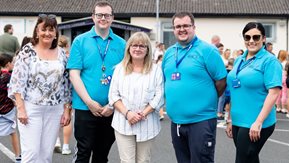 Michelle Hazlett with Drumgor Detached Youth Project committee members Jackie McAlernon, Barry McCrory, Donal O’Hagan and Sorcha O’Hanlon