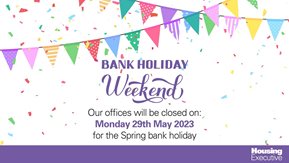 A banner image saying the NIHE offices are closed 29th of May