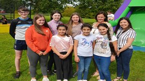 A group of people participating in the Clady summer scheme in Portglenone.