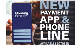 New payment app and phone line will be available from 1 October 2023. - with mobile phone graphic