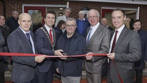 Dignitaries cut the ribbon to unveil the renovation work