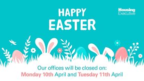 Happy Easter graphic showing closure dates