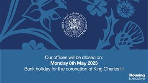 A banner image saying the NIHE offices are closed 8th of May