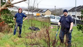 NIHE staff planting trees in Belfast