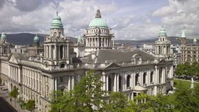 Aerial view of Belfast City Hall.